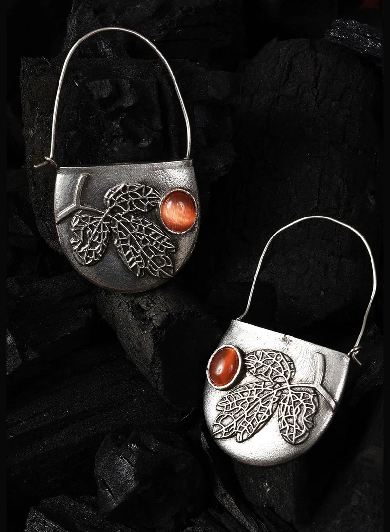 SOHI Silver Plated Designer Stone Drop Earrings