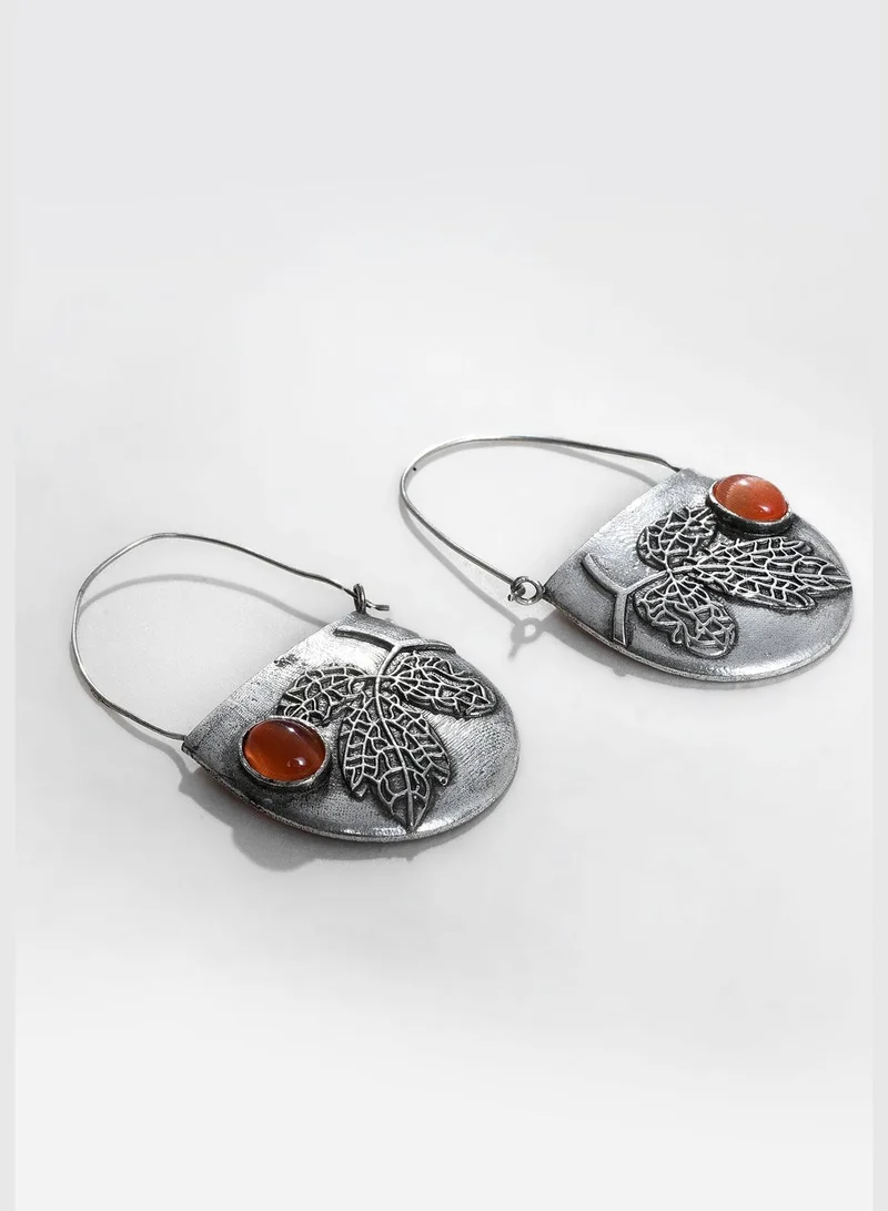 SOHI Silver Plated Designer Stone Drop Earrings