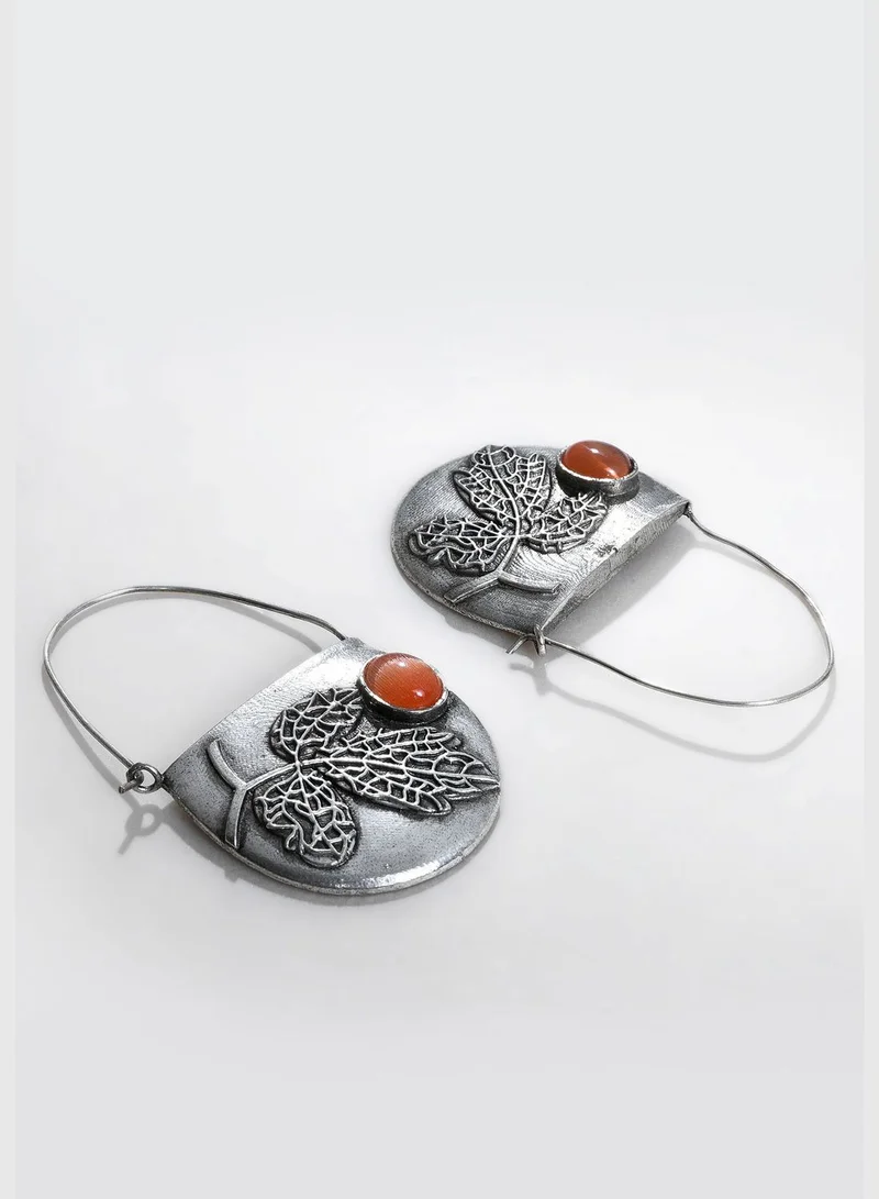 SOHI Silver Plated Designer Stone Drop Earrings