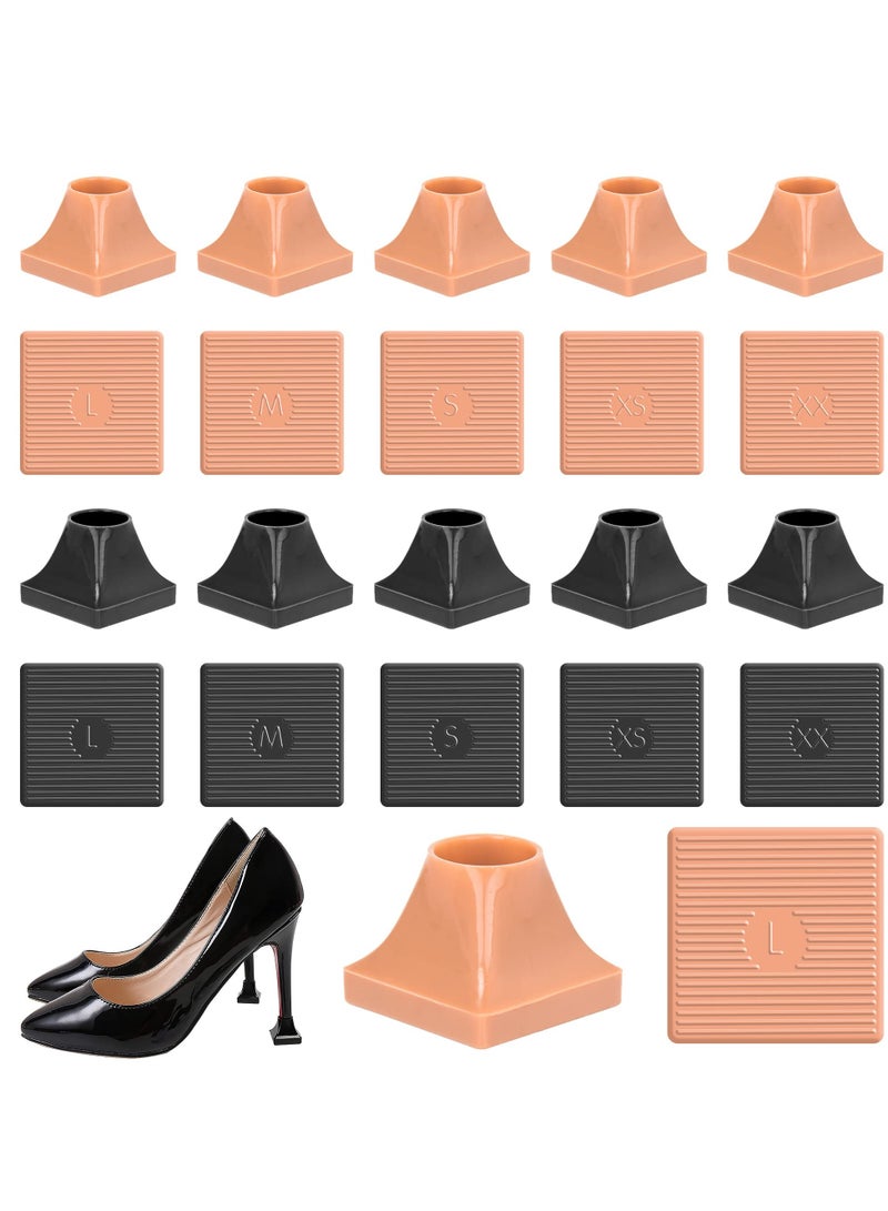 SOLARAE أغطية كعب واقية عالية الكعب، 10 أزواج من أغطية طرف الكعب 5 أحجام من موقّفات الكعب العالية، أغطية واقية للكعب للمشي على العشب والطين الناعم والحصى - Image 1