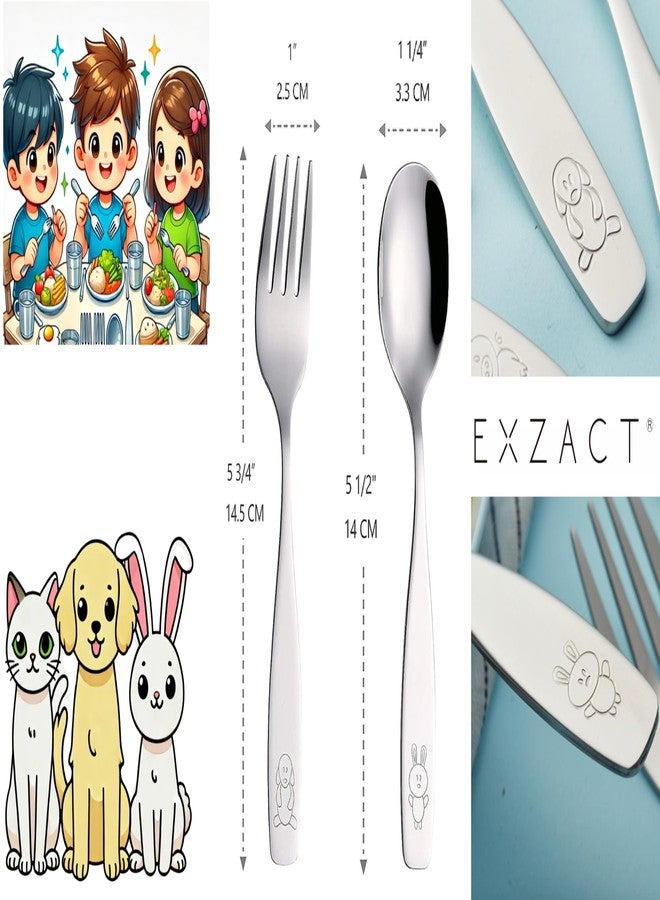Exzact Children Flatware 6pcs - 3 x Forks, 3 x Spoons - Toddler Utensil Kids Silverware Cutlery Stainless Steel - Dishwasher Safe - Image 3
