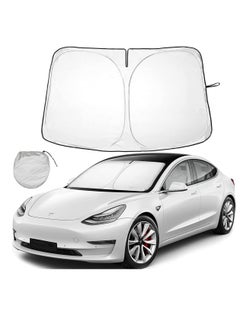 ECVV ECVV Windshield Sunshade Fit for Tesla Model 3 Model Y Front Car Window Sun Shade Cover, Foldable Sun Visor Protector Blocking UV Rays Heat, Panda Eyes Design for Tesla Accessories  - Image 1