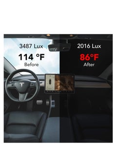 ECVV ECVV Windshield Sunshade Fit for Tesla Model 3 Model Y Front Car Window Sun Shade Cover, Foldable Sun Visor Protector Blocking UV Rays Heat, Panda Eyes Design for Tesla Accessories  - Image 4