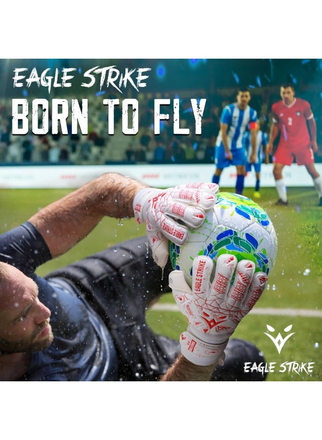 Eagle Strike Soccer Goalie Gloves - Fingers Protection, Sizes 5 to 11, 4mm German Giga Latex Pro-Level Gloves - Image 2