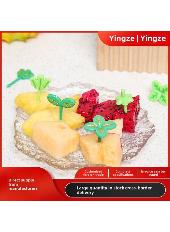 Cartoon Animal Children's Plastic Fruit Fork Household Bento Sign Suit Cute Party Food Grade Fruit Dim Fork-Color:(paper Card)-Specifications:6pc Hat  - Image 3