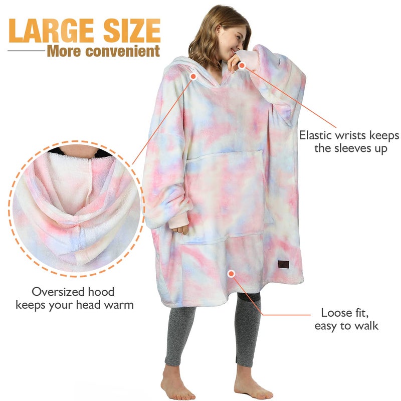 Catalonia Catalonia Cotton Candy Oversized Blanket Hoodie Sweatshirt  Wearable Fleece Pullover  Super Soft Warm Comfortable for Adults Men Women  - Image 4