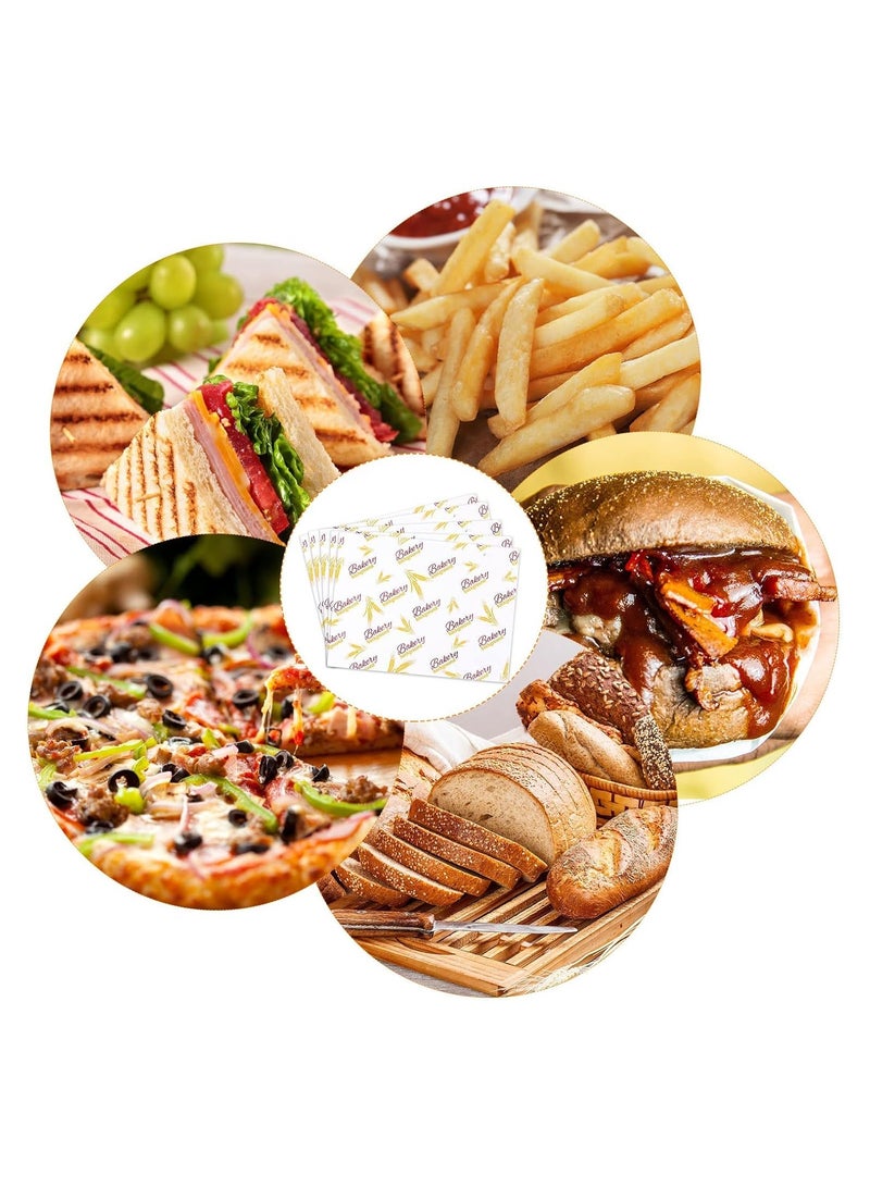 KASTWAVE 100 Sheets Greaseproof Paper, Baking Wrapping Paper Food Wax Paper Pattern of Wheat Ears, Food Basket Liners Paper Deli Paper for Breads French Fries Sandwiches Pizza Burgers Hot Dogs - Image 2