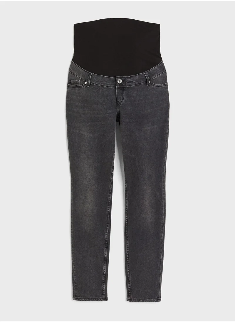 H&M Mama Slim High Rib Full Length Jeans