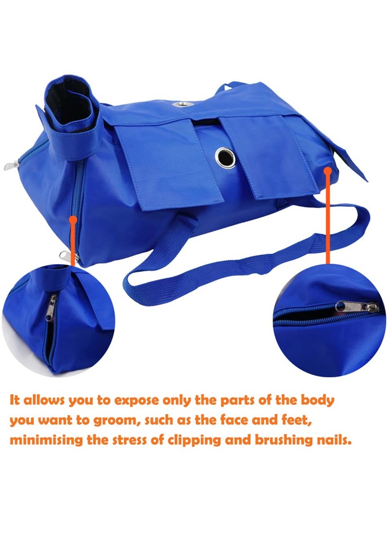 KASTWAVE - Restraint Bag for Claw Care Nail Trimming Anti-Scratching Grooming Bag for Cats Medical Examination(Blue-M) - Image 1