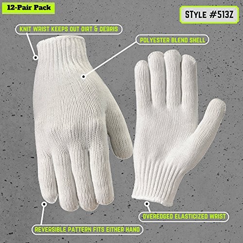 Wells Lamont mens 12 Pair Pack Work Gloves, White, Large Pack of US - Image 4