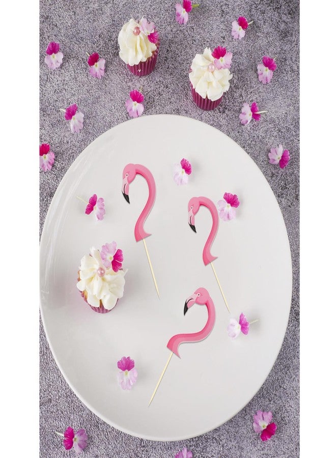 Moitkptt 24Pcs Flamingo Cupcake Toppers, Tropical Aloha Cake Decorations for Luau Hawaiian Theme Baby Shower Birthday Party Supplies - Image 4