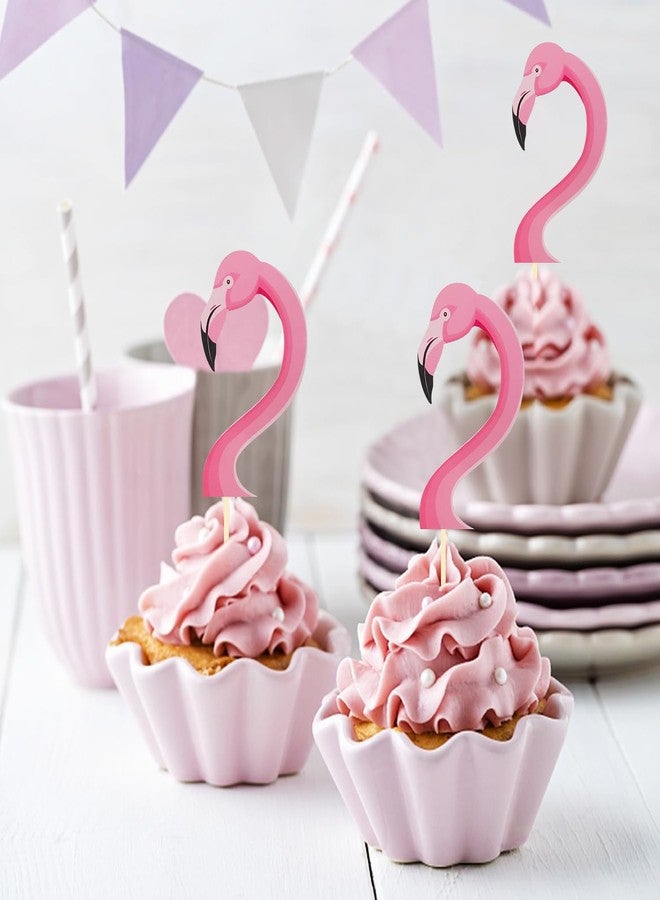 Moitkptt 24Pcs Flamingo Cupcake Toppers, Tropical Aloha Cake Decorations for Luau Hawaiian Theme Baby Shower Birthday Party Supplies - Image 3