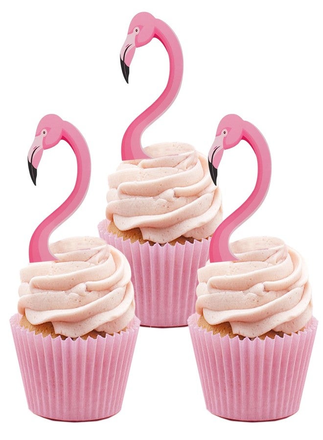 Moitkptt 24Pcs Flamingo Cupcake Toppers, Tropical Aloha Cake Decorations for Luau Hawaiian Theme Baby Shower Birthday Party Supplies - Image 1