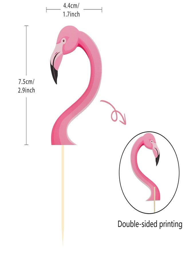 Moitkptt 24Pcs Flamingo Cupcake Toppers, Tropical Aloha Cake Decorations for Luau Hawaiian Theme Baby Shower Birthday Party Supplies - Image 2