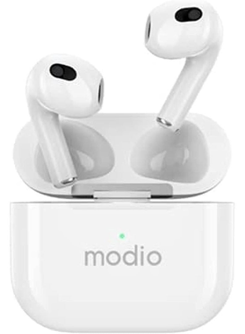modio ME12 Wireless Bluetooth Headset – Premium Sound, Comfortable Fit, Sleek White Design - Image 1