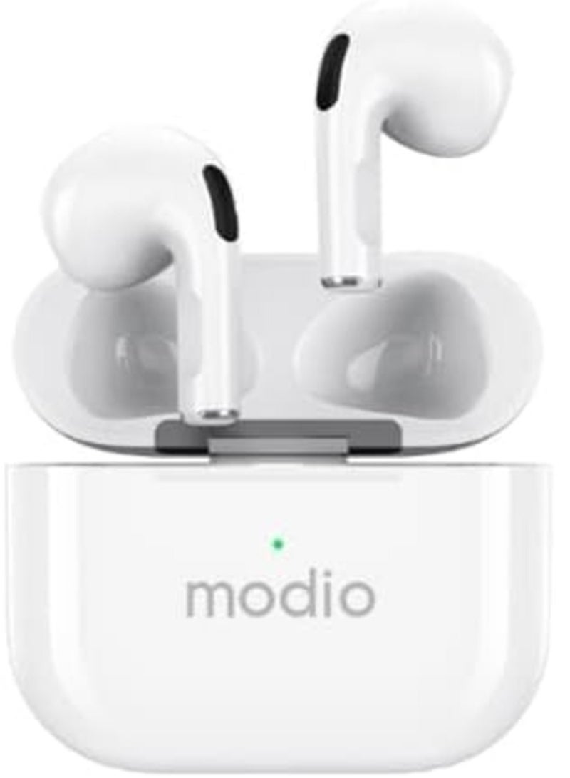 modio ME12 Wireless Bluetooth Headset – Premium Sound, Comfortable Fit, Sleek White Design - Image 3