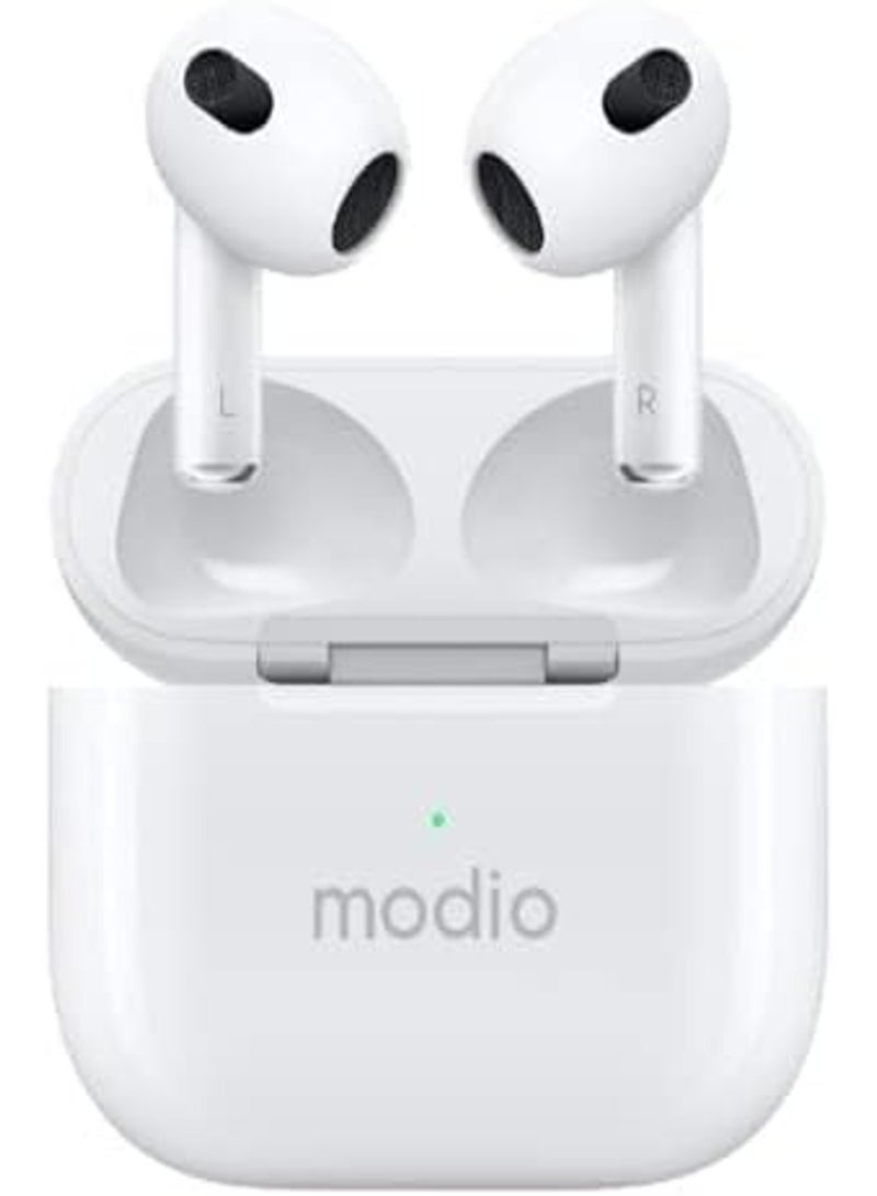 modio ME12 Wireless Bluetooth Headset – Premium Sound, Comfortable Fit, Sleek White Design - Image 4