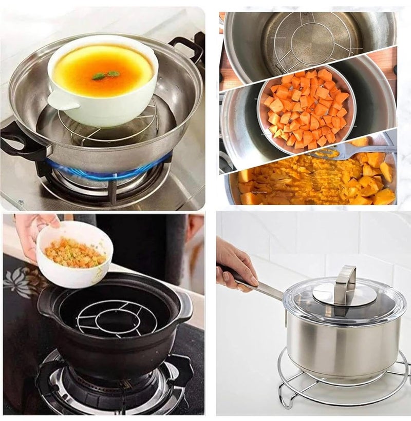 EASELIVING EaseLiving Set of 6 Stainless Steel Heat-Resistant Hot Pot Stands - Durable Trivets for Kitchen Countertops, Round Table Rings for Protecting Surfaces from Hot Utensils - Image 5