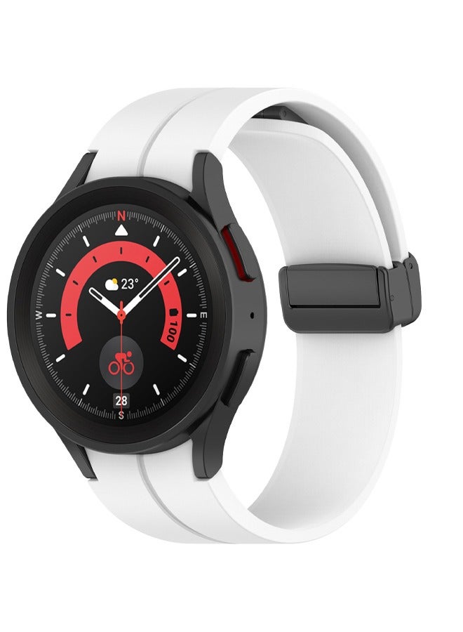 For SamsungGalaxy Watch6 Classic43mm47mm Galaxy Watch6 40mm44mm Galaxy Watch5 Pro 45mmGalaxy Watch5 44mm40mm Galaxy Watch4Galaxy Watch4 Classic Folding Magnetic Buckle Silicone Strap - Image 1