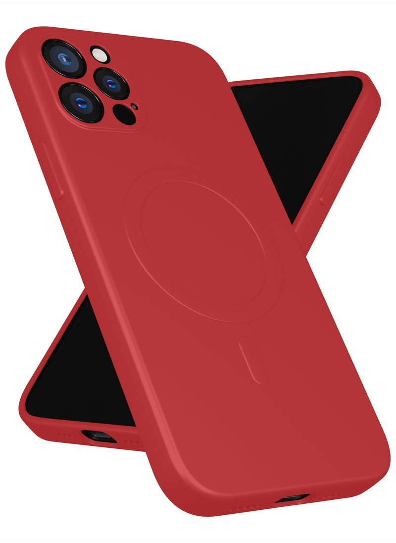 MOBILIUS - for iPhone 12 Pro Case, Soft Anti-Scratch Microfiber Lining, Compatible with MagSafe, Shockproof Phone Case for iPhone 12 Pro, Red - Image 1