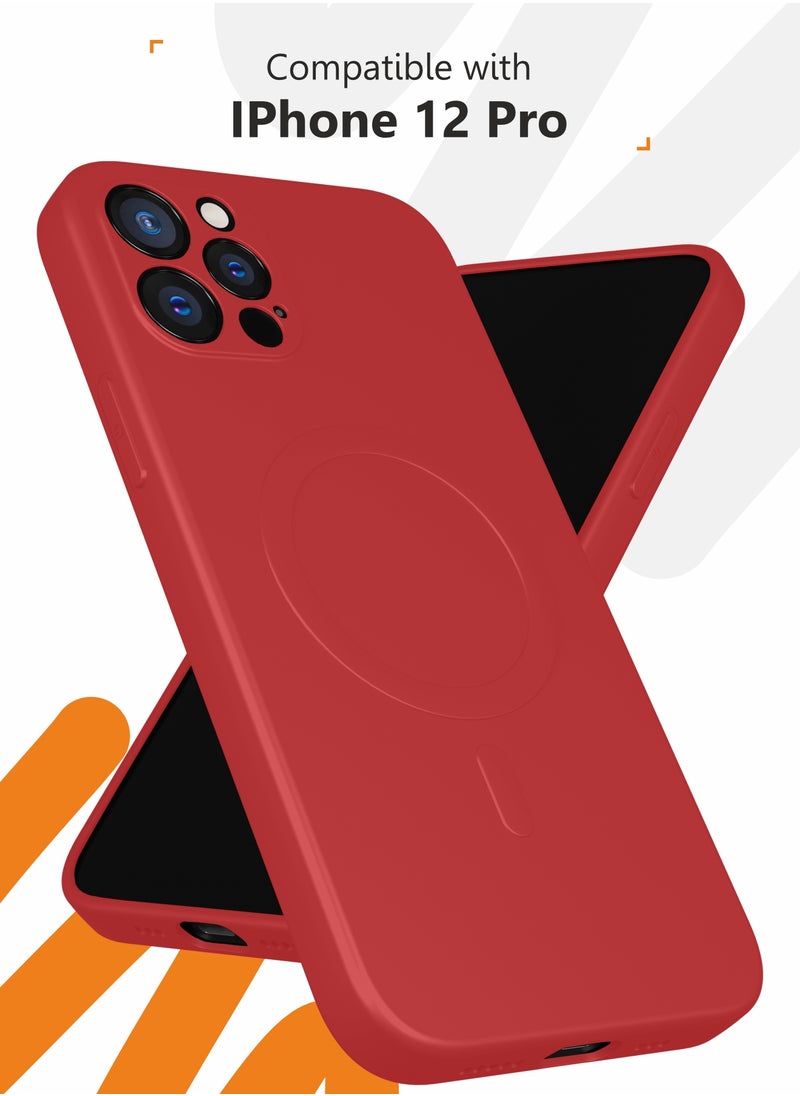 MOBILIUS - for iPhone 12 Pro Case, Soft Anti-Scratch Microfiber Lining, Compatible with MagSafe, Shockproof Phone Case for iPhone 12 Pro, Red - Image 1