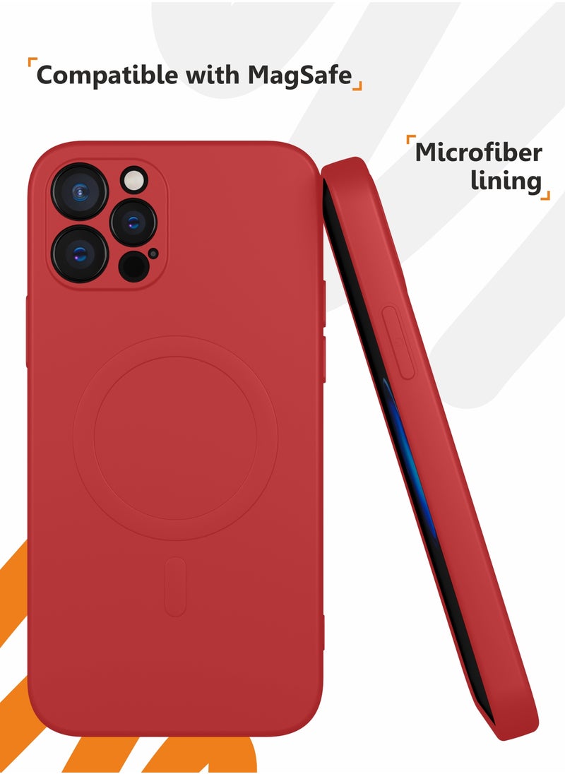 MOBILIUS - for iPhone 12 Pro Case, Soft Anti-Scratch Microfiber Lining, Compatible with MagSafe, Shockproof Phone Case for iPhone 12 Pro, Red - Image 1