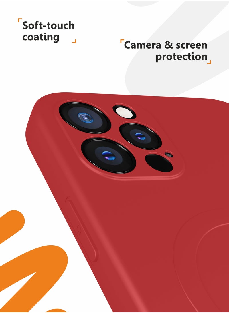 MOBILIUS - for iPhone 12 Pro Case, Soft Anti-Scratch Microfiber Lining, Compatible with MagSafe, Shockproof Phone Case for iPhone 12 Pro, Red - Image 1