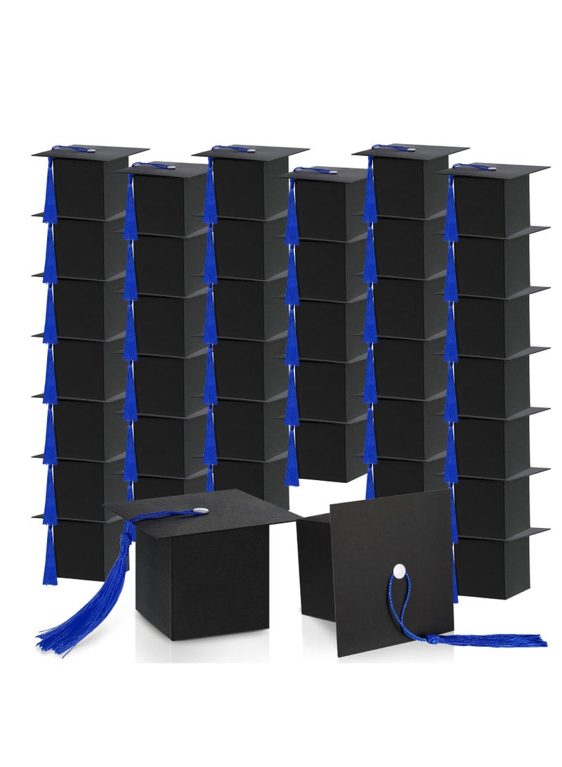 25-Pack Blue Graduation Hat Candy Boxes 2023 - Decorative Gift Boxes with Fringe for Graduation Party Supplies - Ideal for Candy, Chocolate, Souvenirs - Image 1