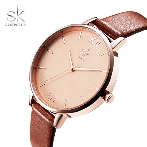 SHENGKE Creative Simplicity Women Watch Genuine Leather Elegant Women Watches Ladies Business Wristwatch(Brown) - Image 2