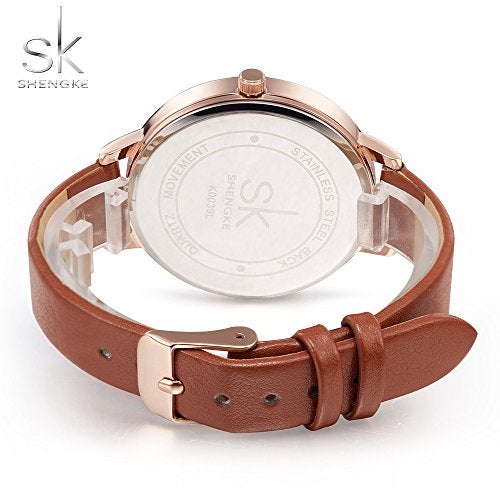 SHENGKE Creative Simplicity Women Watch Genuine Leather Elegant Women Watches Ladies Business Wristwatch(Brown) - Image 3