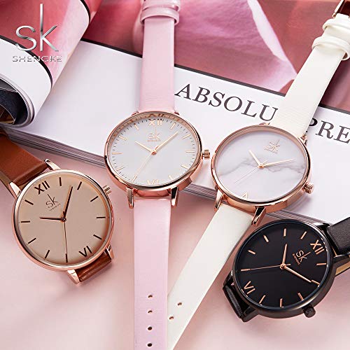 SHENGKE Creative Simplicity Women Watch Genuine Leather Elegant Women Watches Ladies Business Wristwatch(Brown) - Image 5