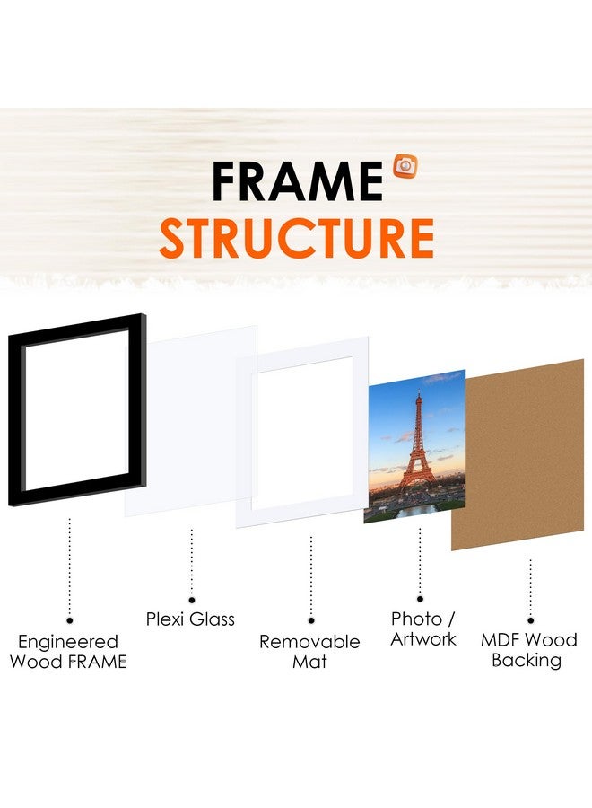 FIXSMITH 8x10 Picture Frame Set of 6, Photo Frame Bulk with HD Plexiglass, Display Pictures 5x7 with Mat or 8x10 Without Mat Multi Picture Frames Collage for Tabletop or Wall Display, Black