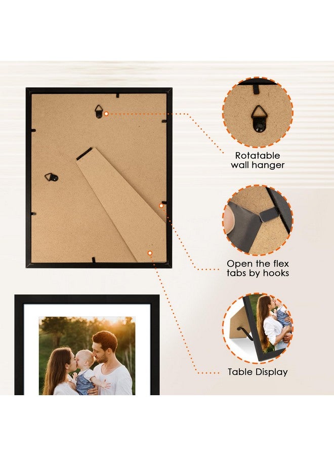 FIXSMITH 8x10 Picture Frame Set of 6, Photo Frame Bulk with HD Plexiglass, Display Pictures 5x7 with Mat or 8x10 Without Mat Multi Picture Frames Collage for Tabletop or Wall Display, Black