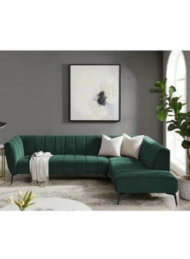 HomeJoyz |  Minimalist Masterpiece Sectional Sofa - L-Shape Design - Green Velvet - Image 1