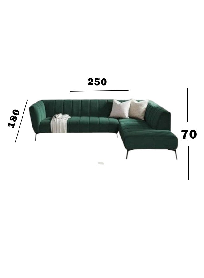 HomeJoyz |  Minimalist Masterpiece Sectional Sofa - L-Shape Design - Green Velvet - Image 3