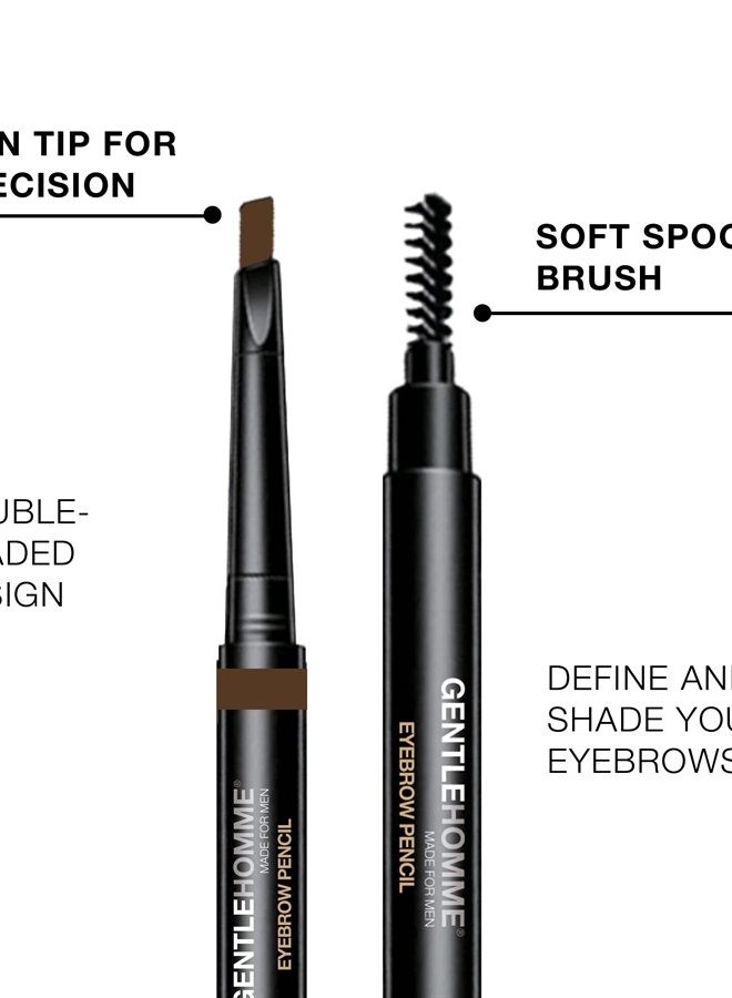 GENTLEHOMME Mens Eyebrow Pencil Medium Brown, Easily Shape Define Fill Eyebrows or Facial Hair, 2 in 1 brush and ultra-thin pencil, Waterproof Smudge Proof Sweat-proof … (Brown) - Image 2