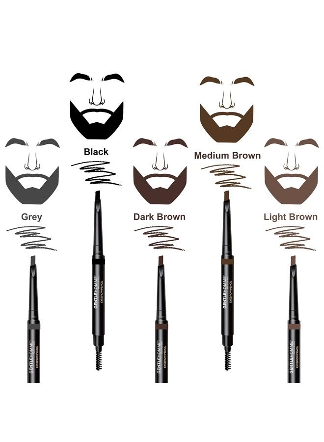 GENTLEHOMME Mens Eyebrow Pencil Medium Brown, Easily Shape Define Fill Eyebrows or Facial Hair, 2 in 1 brush and ultra-thin pencil, Waterproof Smudge Proof Sweat-proof … (Brown) - Image 4