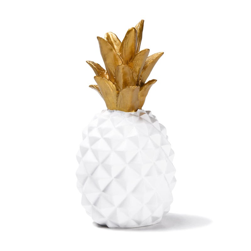 BRABUD Resin Pineapple Statue White Gold Modern Simple Style Art Sculpture Living Room Bedroom Office Desktop Porch Piano Desktop Decoration 78H TQGJBS97