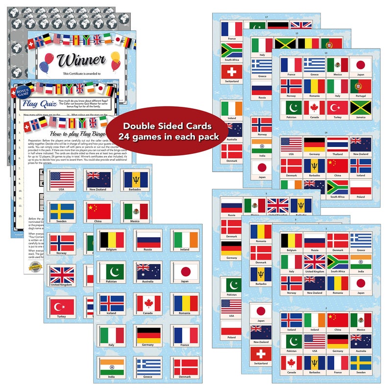 Funtastic Flags of the World Bingo & Quiz Game - For Adults & Children. A fun activity and teaching accessory for groups and families of all ages. - Image 2