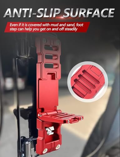ADTOPI Door Step for Car Roof Access Folding Door Hinge Step Aluminum Alloy Foot Pedal Compatible with 2007-2023 Jeep Wrangler JK JKU JL JLU & Gladiator JT, with Bottle Opener(Red) - Image 5
