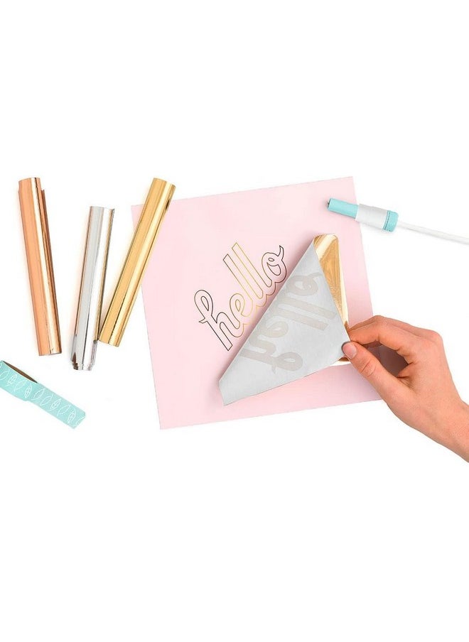 We R Memory Keepers - Foil Quill Starter Kit Includes 3 Pens 4 Adaptors 3 Foil Rolls 1 Washi Tape Roll 1 Protective Plate Compatible With Most Die Cutting Machines Create Foil Transfer Projects - Image 1
