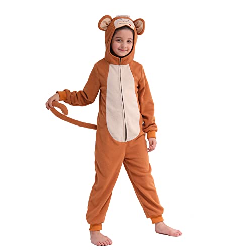 Sincere Party Fleece Monkey Onesie Monkey All in One Halloween Costume for Kids M(6-8) - Image 1