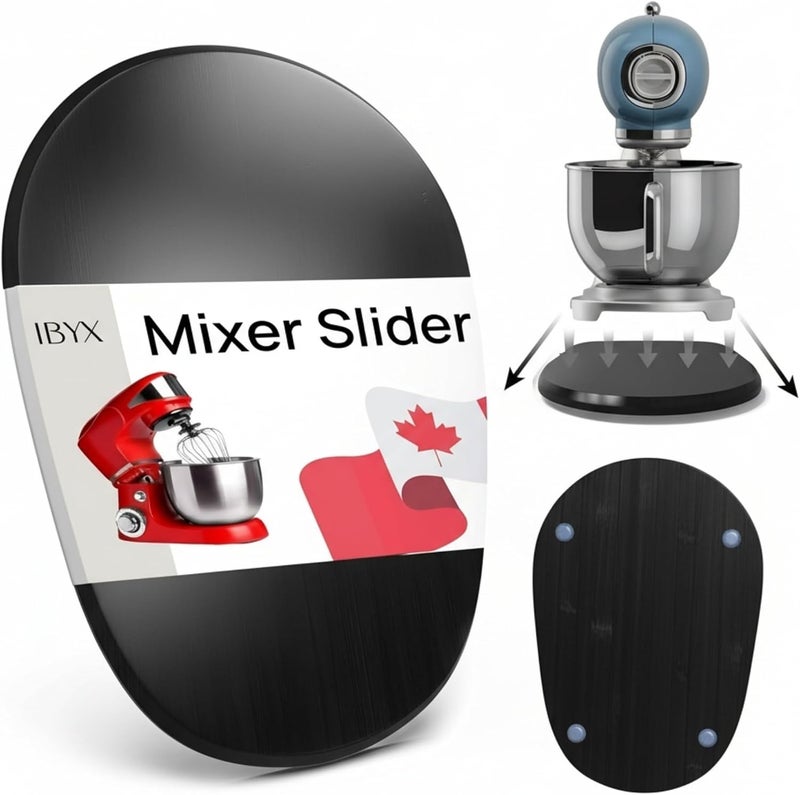 Ibyx منزلق خلاط الخيزران من Ibyx - منزلق أجهزة لخلاط Kitchen Aid ذو الرأس المائل، صينية انزلاقية لتخزين وتحرير أجهزة المطبخ على سطح العمل (كبير، أسود) - Image 1