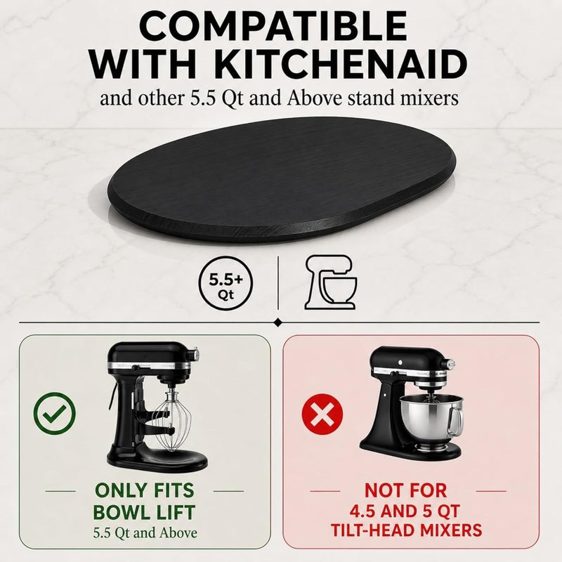 Ibyx منزلق خلاط الخيزران من Ibyx - منزلق أجهزة لخلاط Kitchen Aid ذو الرأس المائل، صينية انزلاقية لتخزين وتحرير أجهزة المطبخ على سطح العمل (كبير، أسود) - Image 5