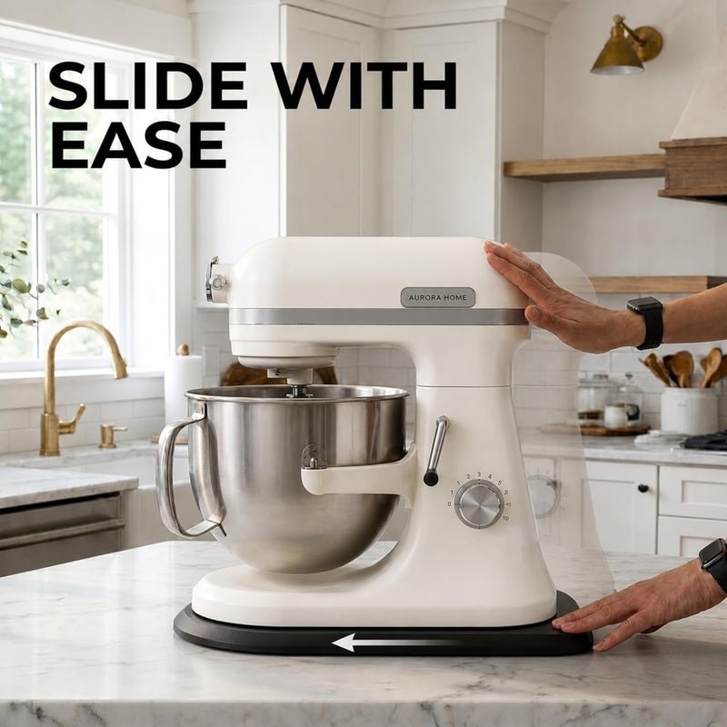 Ibyx منزلق خلاط الخيزران من Ibyx - منزلق أجهزة لخلاط Kitchen Aid ذو الرأس المائل، صينية انزلاقية لتخزين وتحرير أجهزة المطبخ على سطح العمل (كبير، أسود) - Image 3