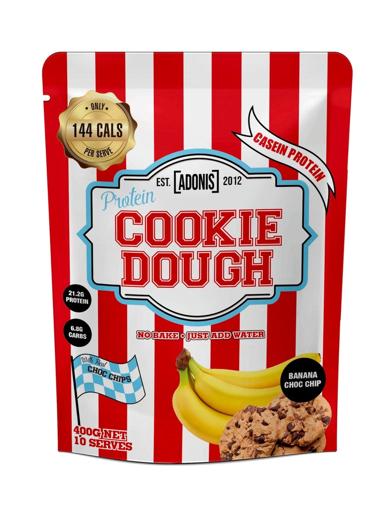ADONIS Protein Cookie Dough Casein Protein Banana Choc Chip 400g (10 Servings) - Image 1