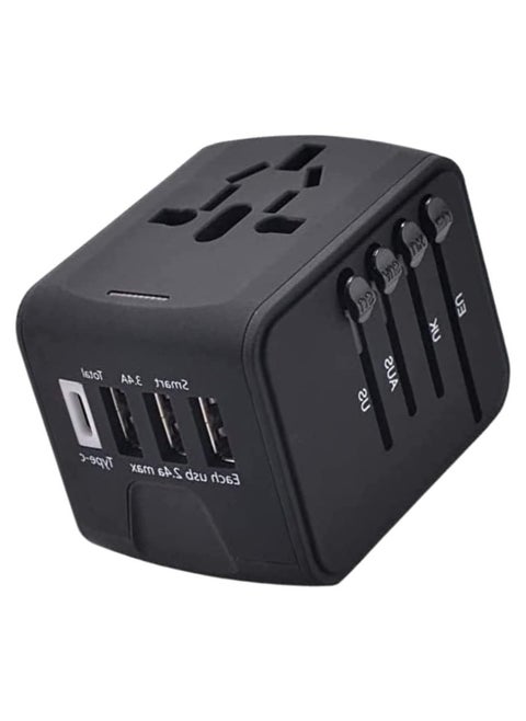 Universal Travel Adapter with 4 Ultra-Fast USB Port and 1 Ultra-Fast USB Type C Port and Power Socket