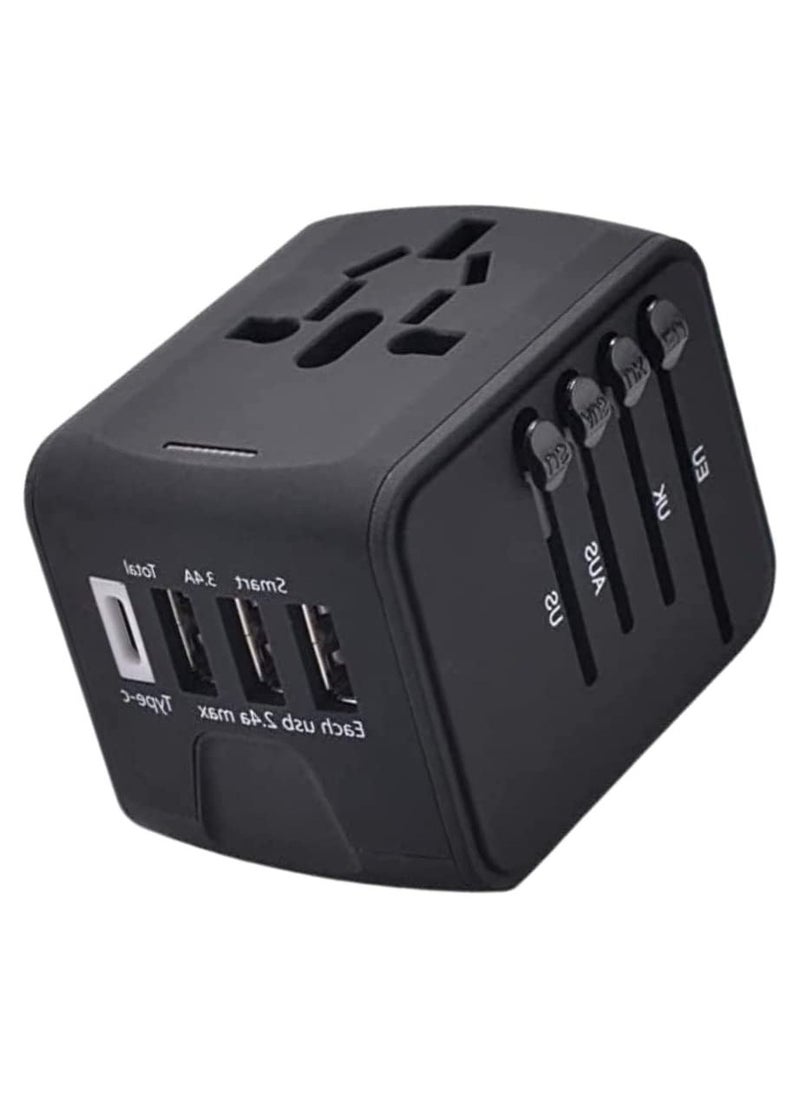 Universal Travel Adapter with 4 Ultra-Fast USB Port and 1 Ultra-Fast USB Type C Port and Power Socket