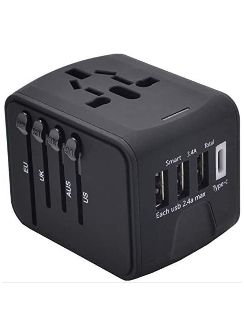 Universal Travel Adapter with 4 Ultra-Fast USB Port and 1 Ultra-Fast USB Type C Port and Power Socket