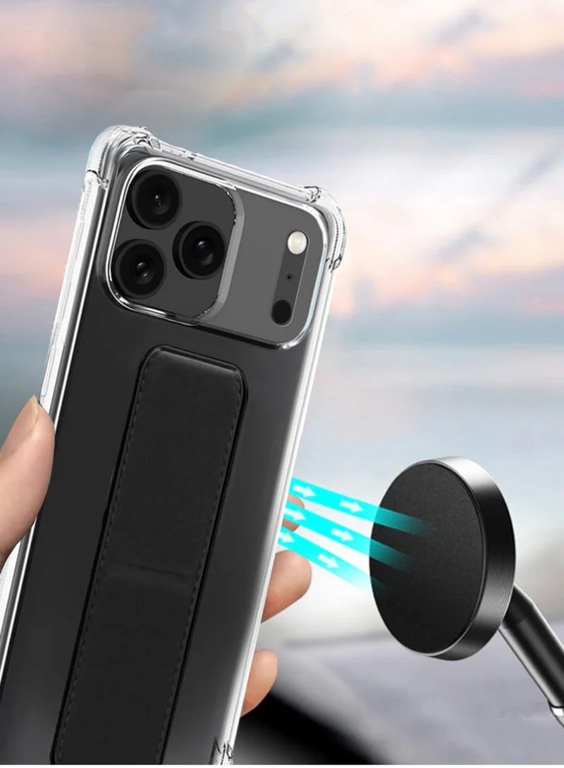 ARMOR Case Cover For Apple iPhone 17 Pro Max With Magnetic Hand Grip 3 in 1 Clear / Black - Image 3